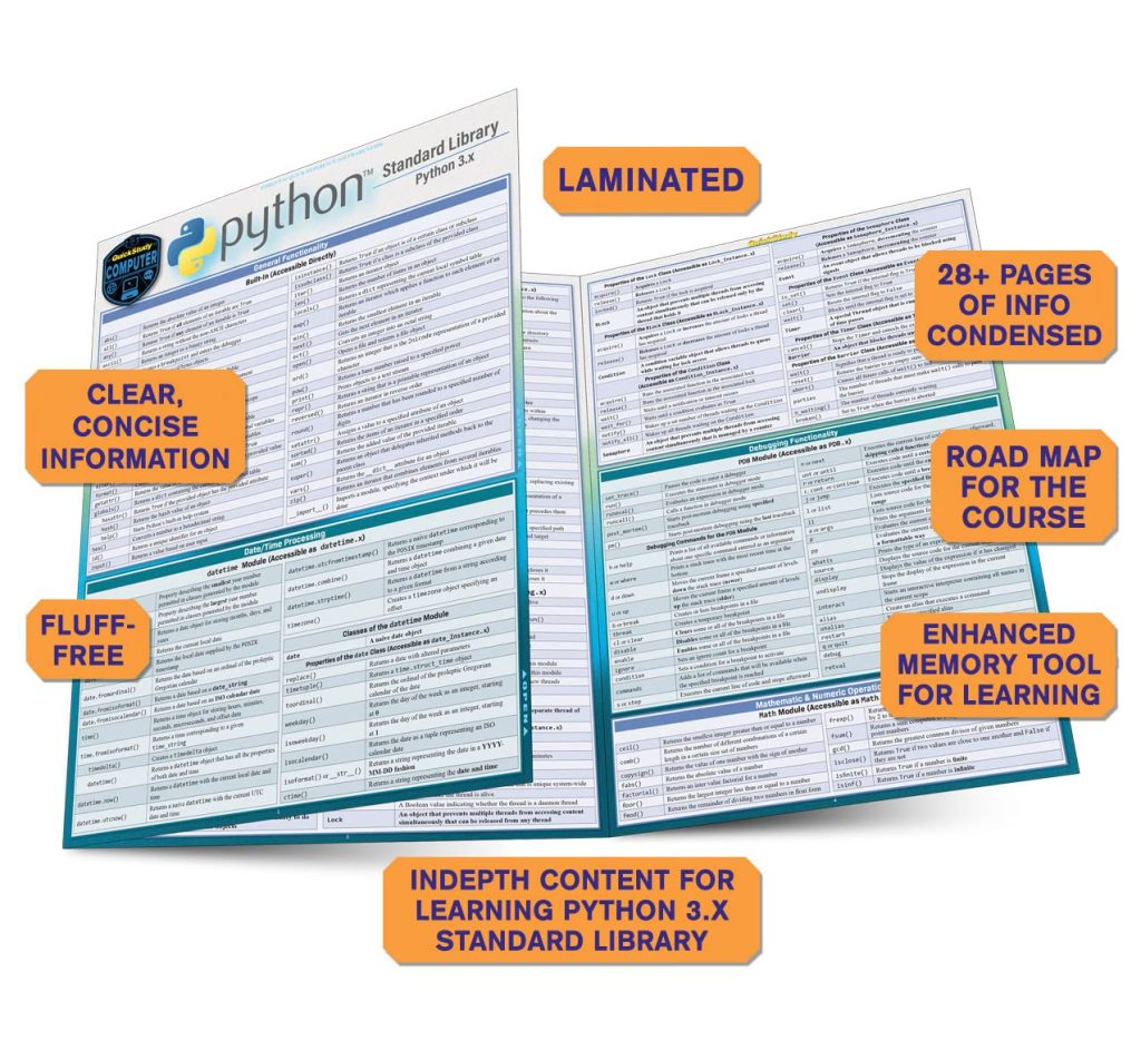 Python Programming Language QuickStudy Laminated Reference Guide      Pamphlet – May 1, 2019