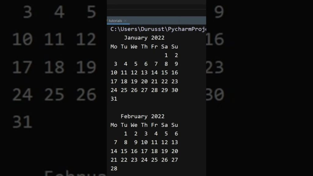 Make Calendar of Whole Year in Python